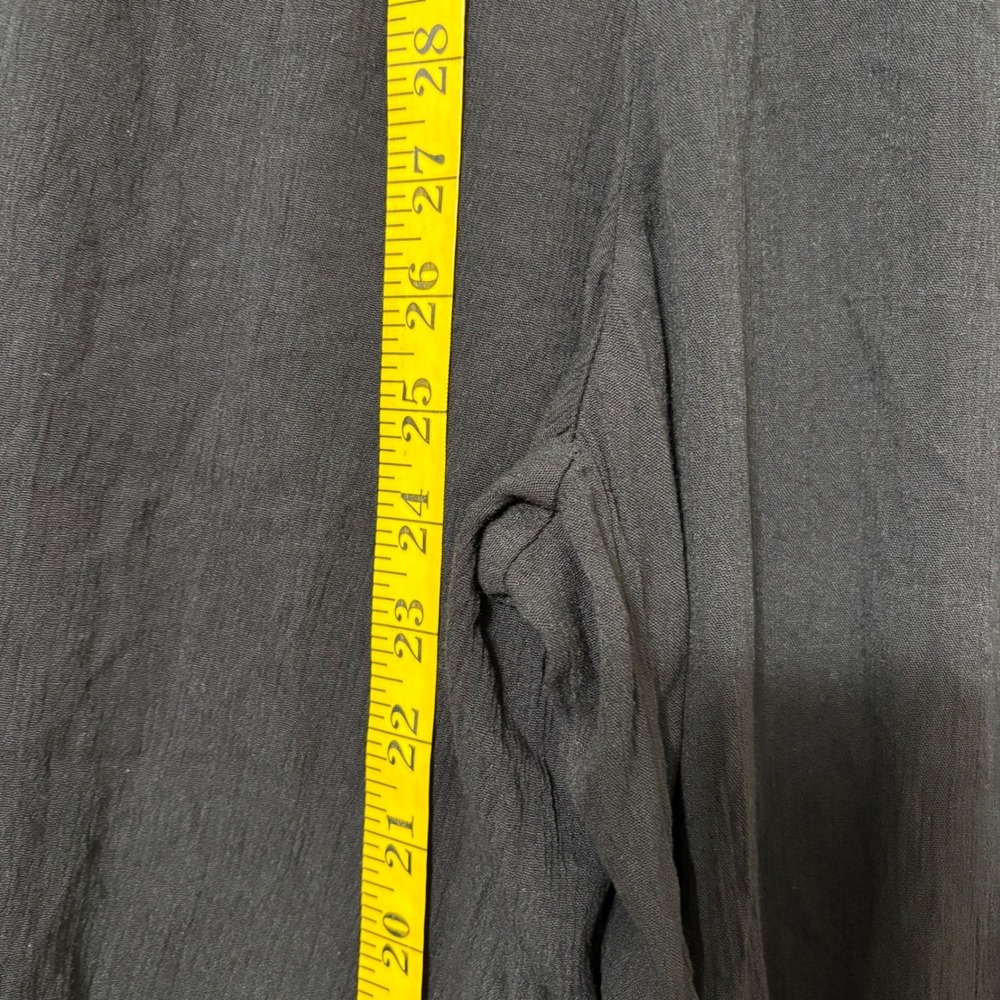 Wide Leg Black Lounge Pants 3X Elastic Waist Drawstring Crochet Side Detail - Picture 11 of 11